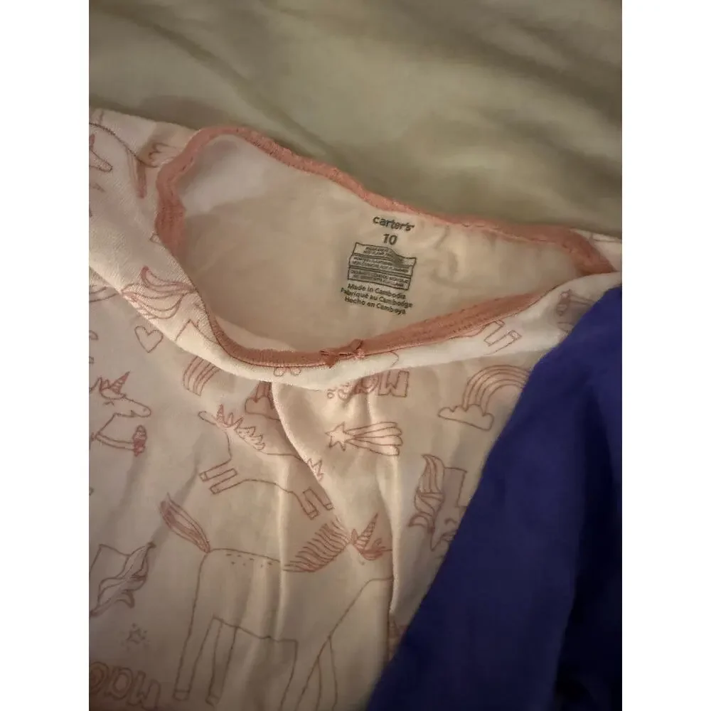 Carter's Unicorn pajamas bundle size 10